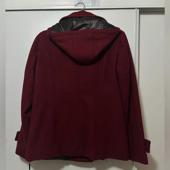 Calvin Klein Women's Burgundy Peacoat Quilt Lined Size 10 - Picture 2 of 5